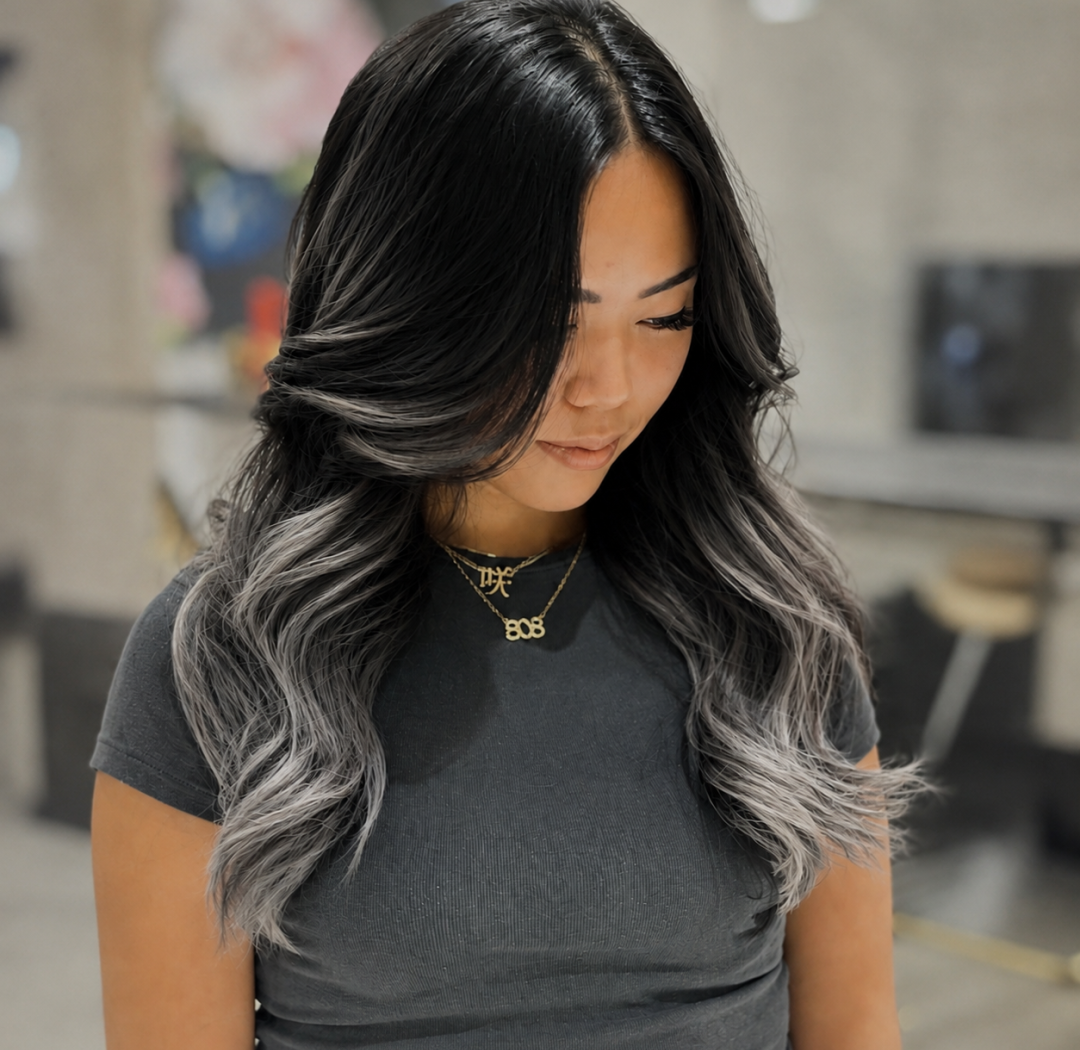 Hair Color Specialist Boca Raton 5 Black hair with silver balayage