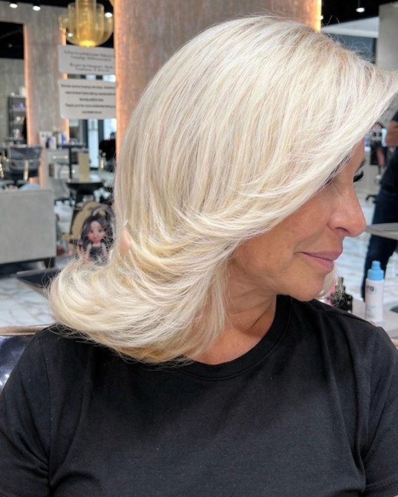 Blonde Specialist Delray Beach 6 Platinum blonde layered blowout at Hairmess Salon